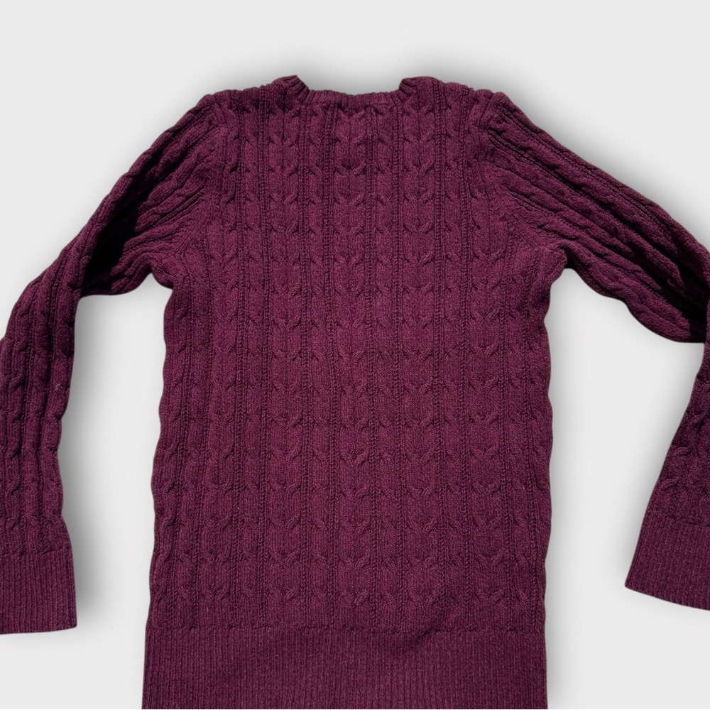 St. John's Bay Burgundy Cable Knit Crewneck Sweater PM Petite Medium Raspberry - Picture 4 of 9